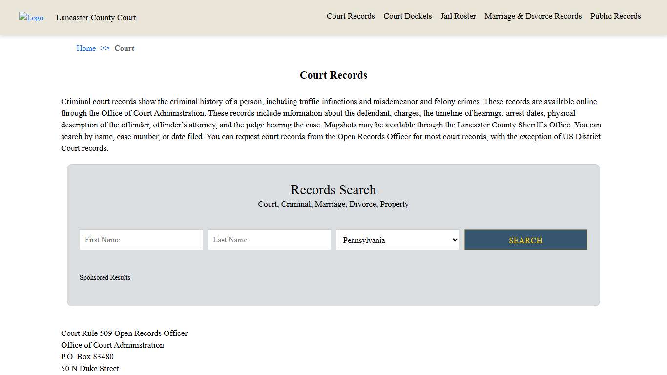 Court Records Lancaster County Court